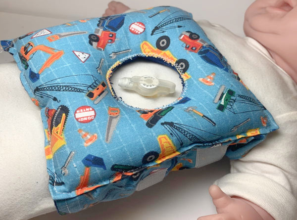 Construction Vehicle G-Tube Tummy Time Pillow