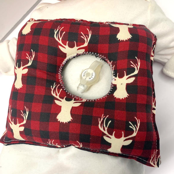Buffalo Plaid Deer G-Tube Tummy Time Pillow