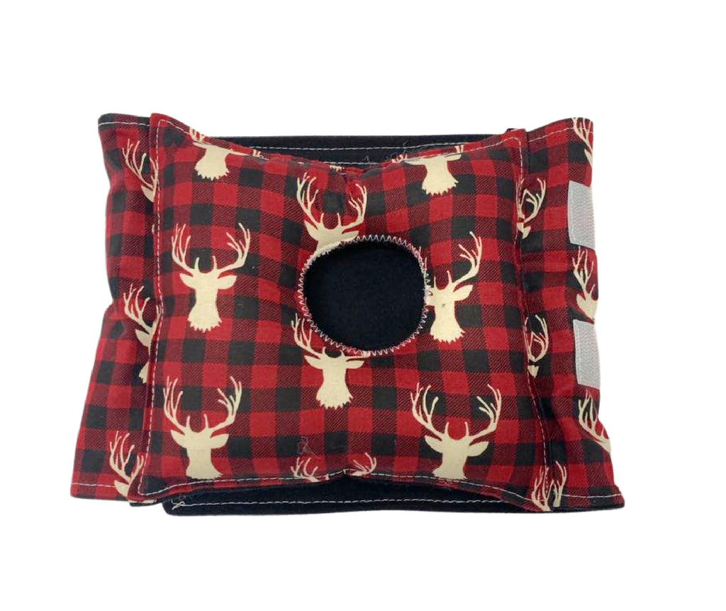 Buffalo Plaid Deer G-Tube Tummy Time Pillow