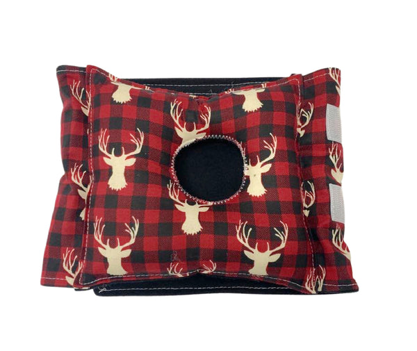 Buffalo Plaid Deer G-Tube Tummy Time Pillow