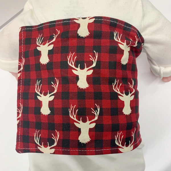 Buffalo Plaid Deer G-Tube Tummy Time Pillow