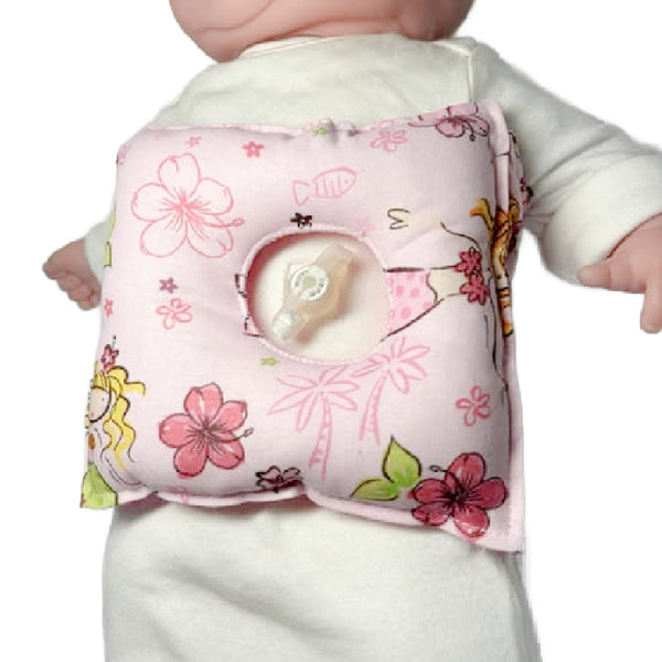 Pink Mermaid G-Tube Tummy Time Pillow