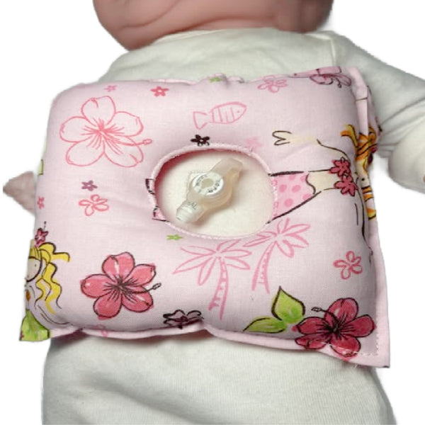 Pink Mermaid G-Tube Tummy Time Pillow