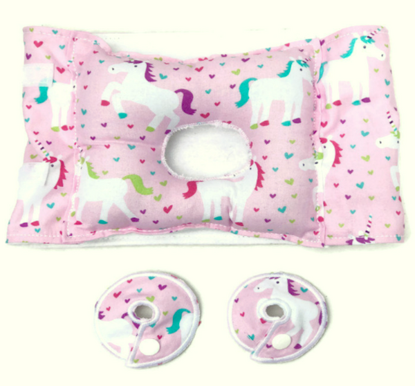 Unicorn and Hearts G-Tube Tummy Time Pillow