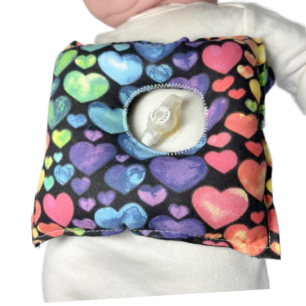 Watercolor Hearts G-Tube Tummy Time Pillow