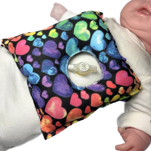 Watercolor Hearts G-Tube Tummy Time Pillow