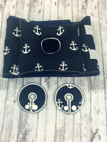 Nautical Anchor G-Tube Tummy Time Pillow