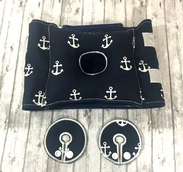 Nautical Anchor G-Tube Tummy Time Pillow