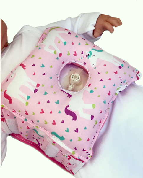 Unicorn and Hearts G-Tube Tummy Time Pillow