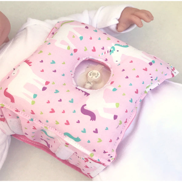 Unicorn and Hearts G-Tube Tummy Time Pillow