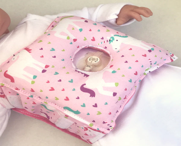 Unicorn and Hearts G-Tube Tummy Time Pillow