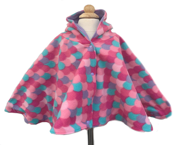Mermaid Scales Hooded Fleece Poncho - Lil' Bayou Boutique