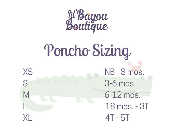 Sizing Chart for Car Seat Ponchos - Lil Bayou Boutique